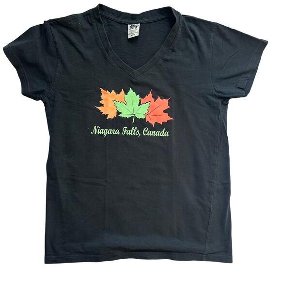 JDS Black, V-Neck, Short Sleeve, "Niagara Falls, Canada" Glitter, T-Shirt- M - Picture 1 of 9